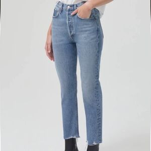 Agolde RILEY high Rise Crop Jeans Raw Hem